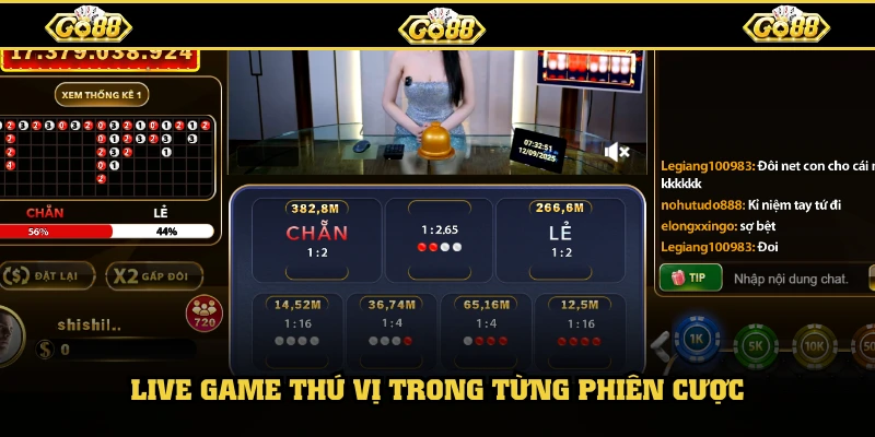 Live game thú vị trong từng phiên cược